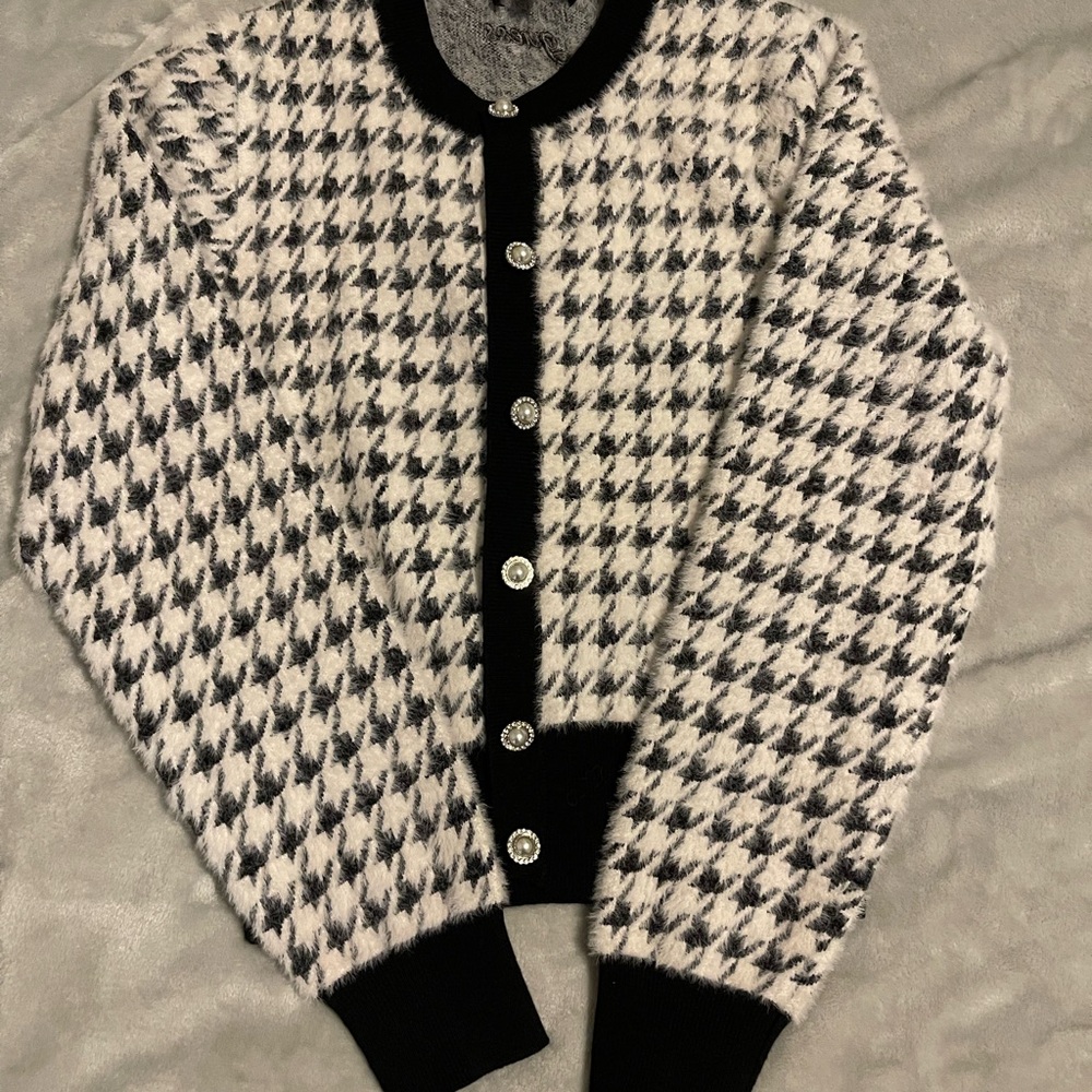 Guess Monochrome Houndstooth Cardigan